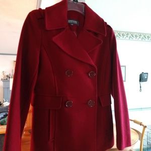 Red Kenneth Cole Reaction Pea Coat